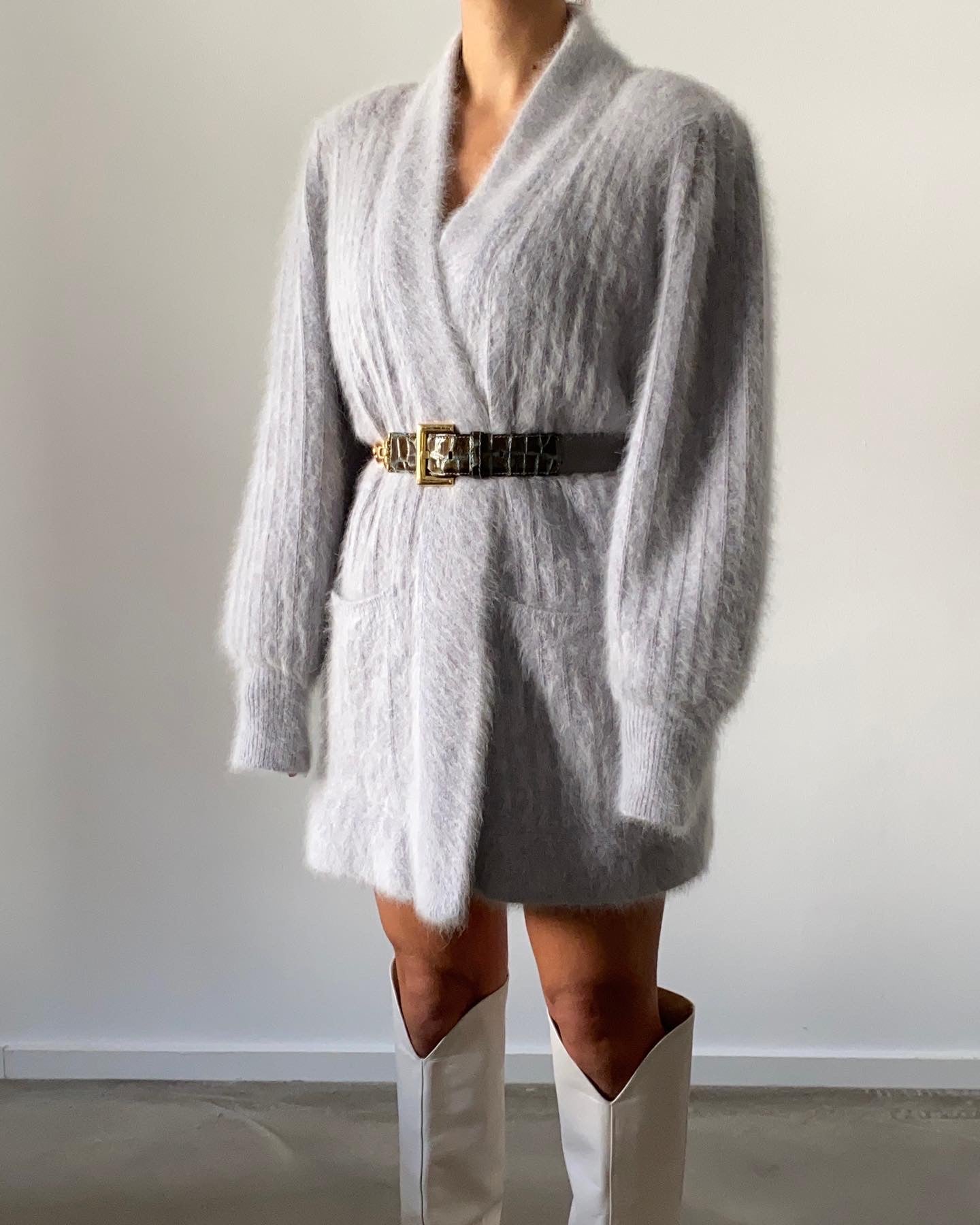 Long angora cardigan