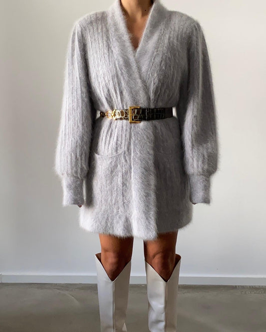 Long angora cardigan