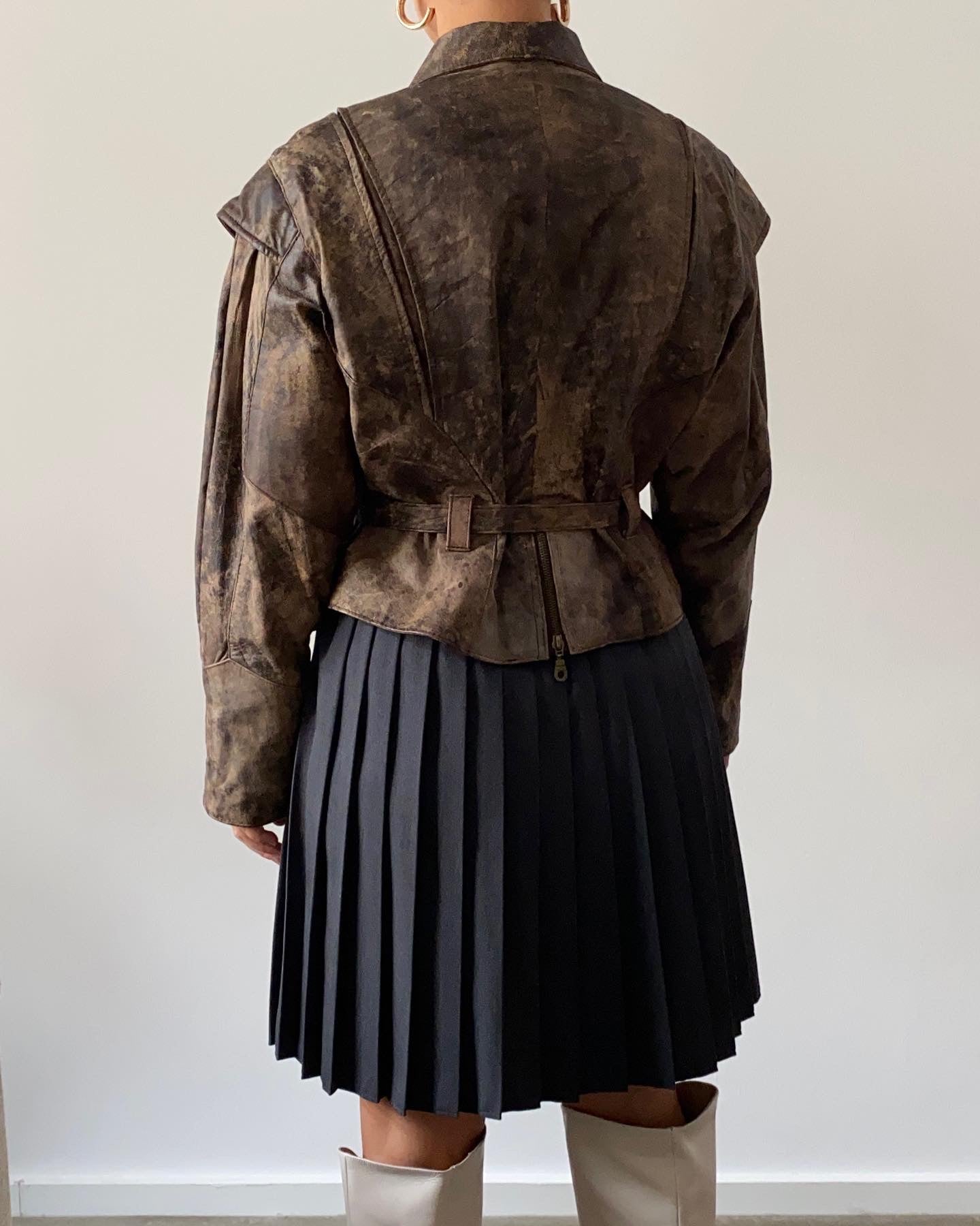 80ies aviator inspired leather jacket