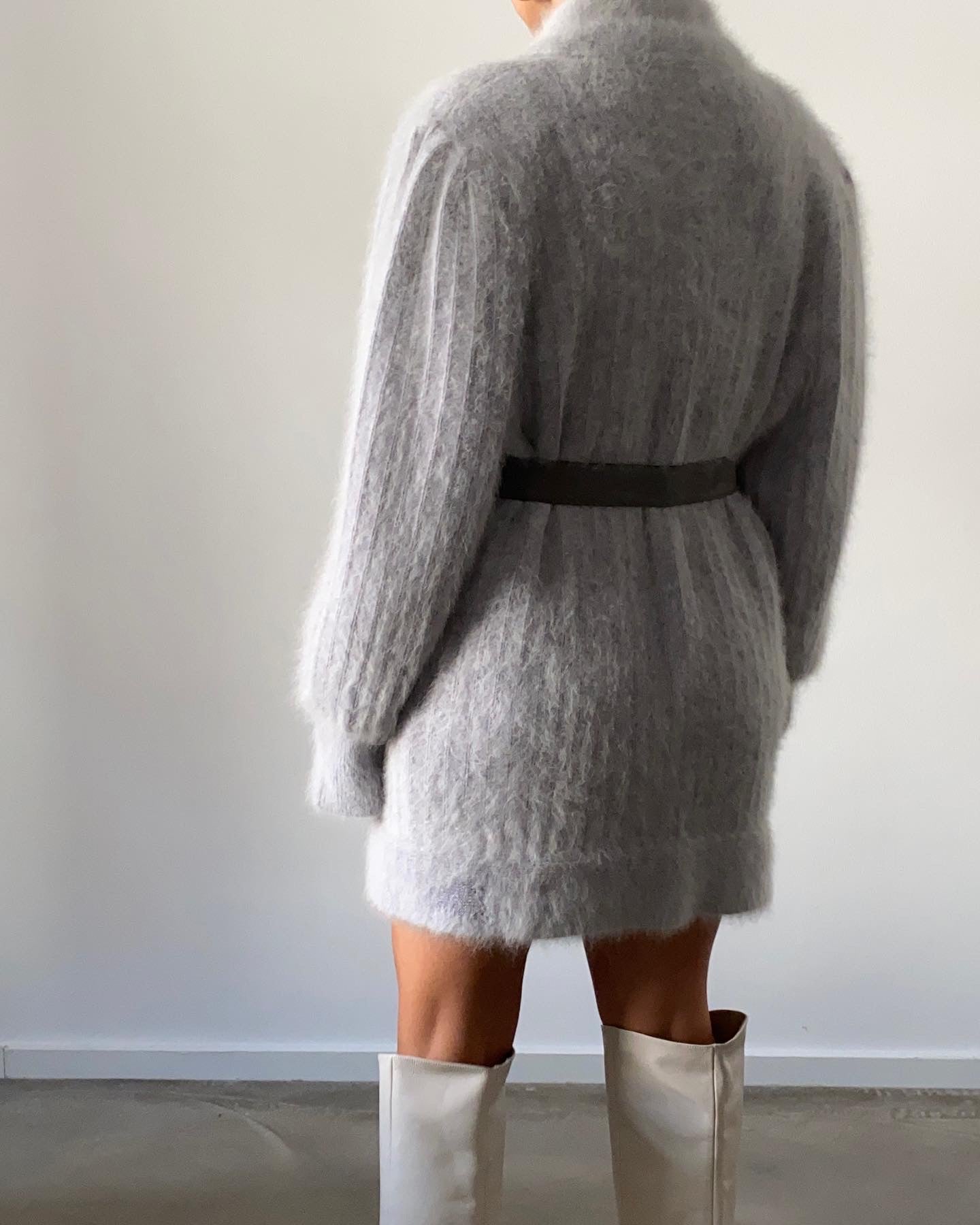 Long angora cardigan